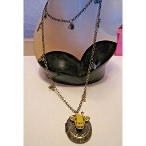 NWT Betsey Johnson Giraffe Locket Layered Long Statement Necklace